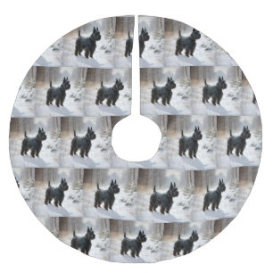 Scottish Terrier Låt det snöa jul Julgransmatta Borstad Polyester