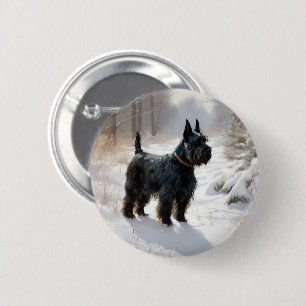 Scottish Terrier Låt det snöa jul Knapp