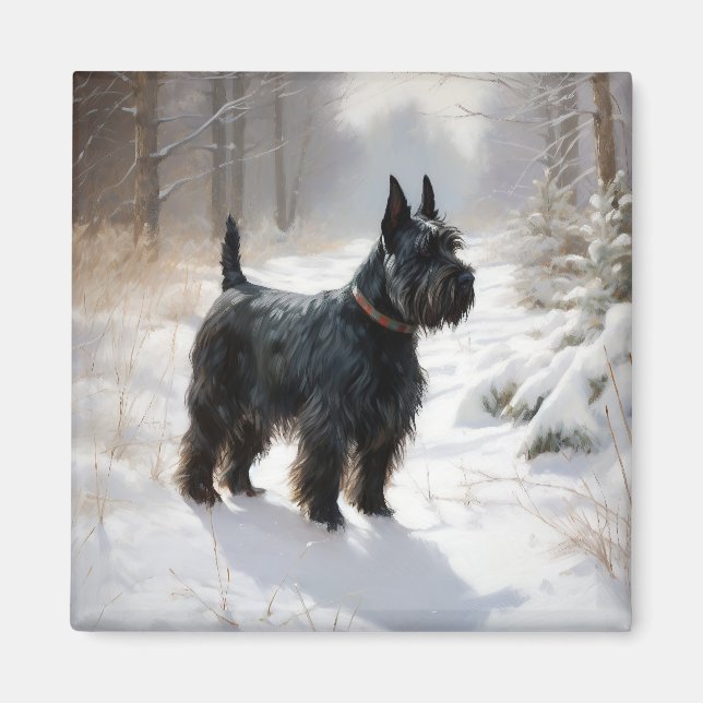 Scottish Terrier Låt det snöa jul Magnet (Framsidan)