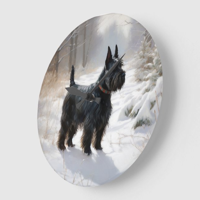 Scottish Terrier Låt det snöa jul Stor Klocka (Vinkel)