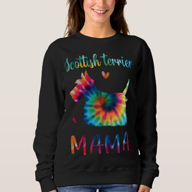 Scottish Terrier Mama Tie Dye Dog Mom Mothers Day T Shirt (Framsida)