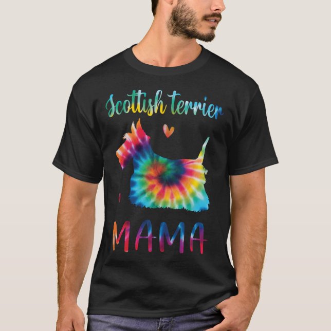 Scottish Terrier Mama Tie Dye Dog Mom Mothers Day T Shirt (Framsida)