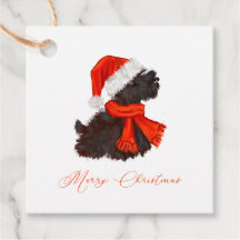 Scottish Terrier med Santa Hat & Scarf