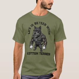 Scottish Terrier, muscular, tattooed, bodybuilder T Shirt