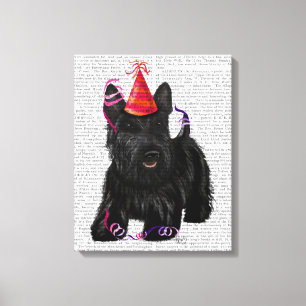 Scottish Terrier och Party Hat Canvastryck