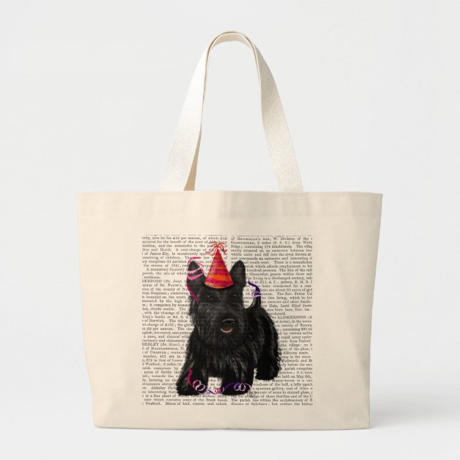 Scottish Terrier och Party Hat Jumbo Tygkasse (Framsidan)