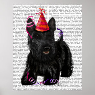 Scottish Terrier och Party Hat Poster