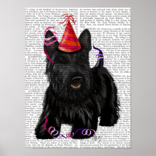 Scottish Terrier och Party Hat Poster