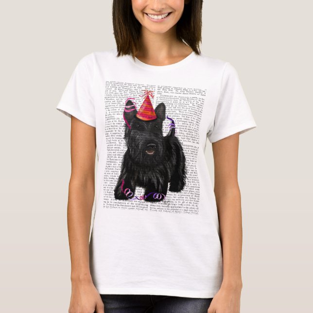 Scottish Terrier och Party Hat Tee (Framsida)