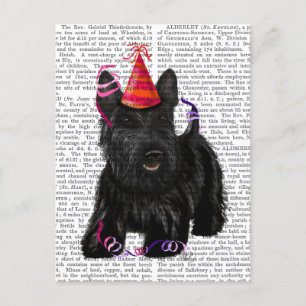 Scottish Terrier och Party Hat Vykort
