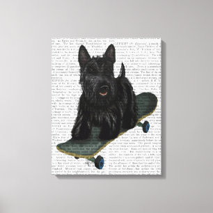 Scottish Terrier och Skateboard Canvastryck