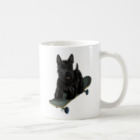 Scottish Terrier och Skateboard