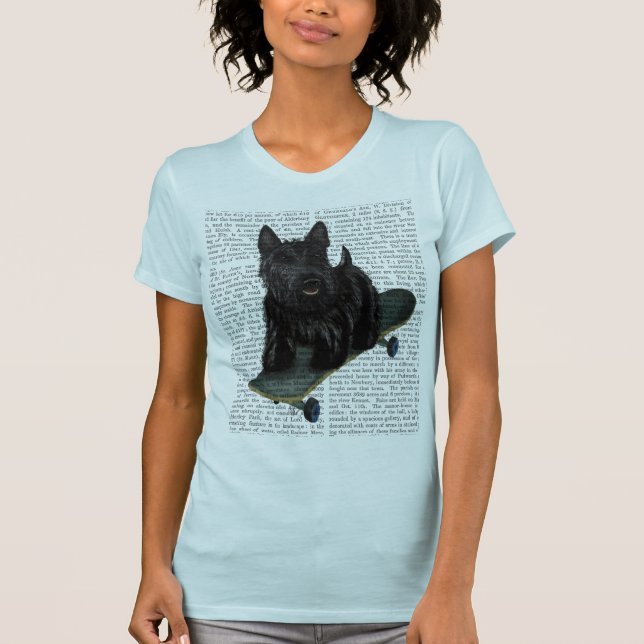 Scottish Terrier och Skateboard Tee Shirt (Framsida)