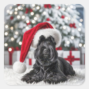 Scottish Terrier på en vit Matta Fyrkantigt Klistermärke