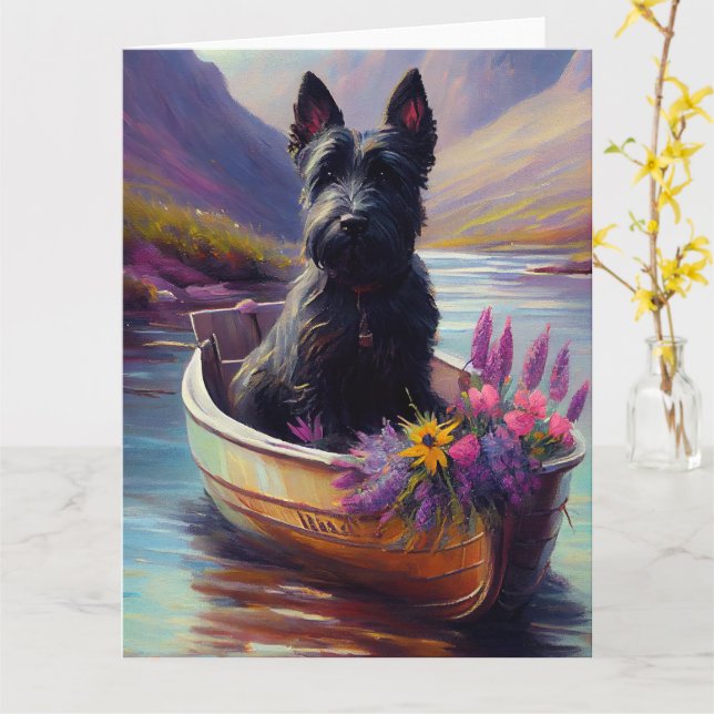 Scottish Terrier på Paddle: A Scenia Äventyr Kort (Gul blomma)