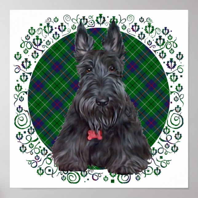 Scottish Terrier på Tartan Poster (Framsidan)