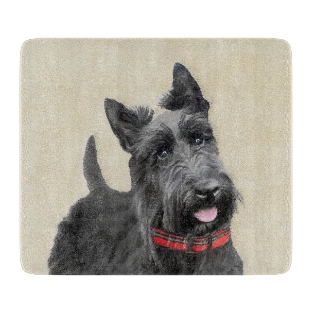 Scottish Terrier Painting - Cute Original Hund Art (Framsidan)