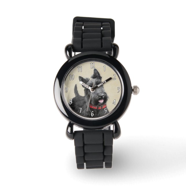 Scottish Terrier Painting - Cute Original Hund Art Armbandsur (Framsida)