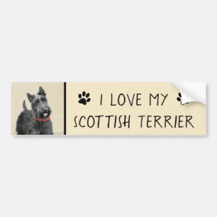 Scottish Terrier Painting - Cute Original Hund Art Bildekal