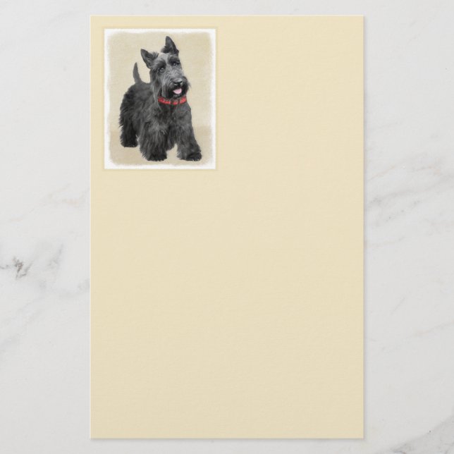 Scottish Terrier Painting - Cute Original Hund Art Brevpapper (Framsida)
