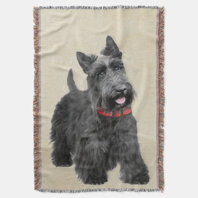 Scottish Terrier Painting - Cute Original Hund Art Filt (Framsidan Vertikal)