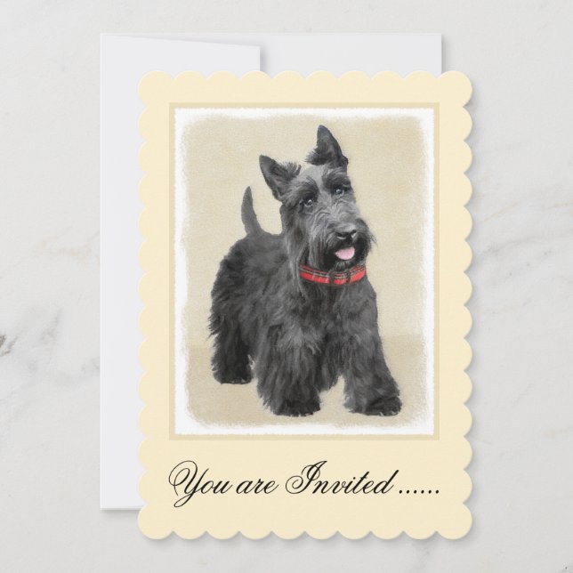 Scottish Terrier Painting - Cute Original Hund Art Inbjudningar (Framsida)