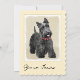 Scottish Terrier Painting - Cute Original Hund Art Inbjudningar