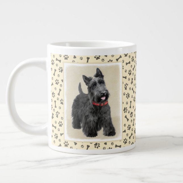 Scottish Terrier Painting - Cute Original Hund Art Jumbo Mugg (Vänster)
