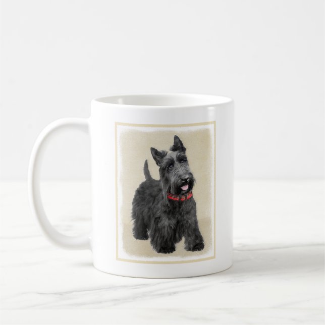 Scottish Terrier Painting - Cute Original Hund Art Kaffemugg (Vänster)
