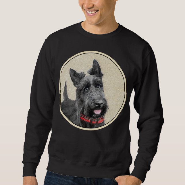 Scottish Terrier Painting - Cute Original Hund Art Lång Ärmad Tröja (Framsida)