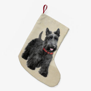 Scottish Terrier Painting - Cute Original Hund Art Liten Julstrumpa