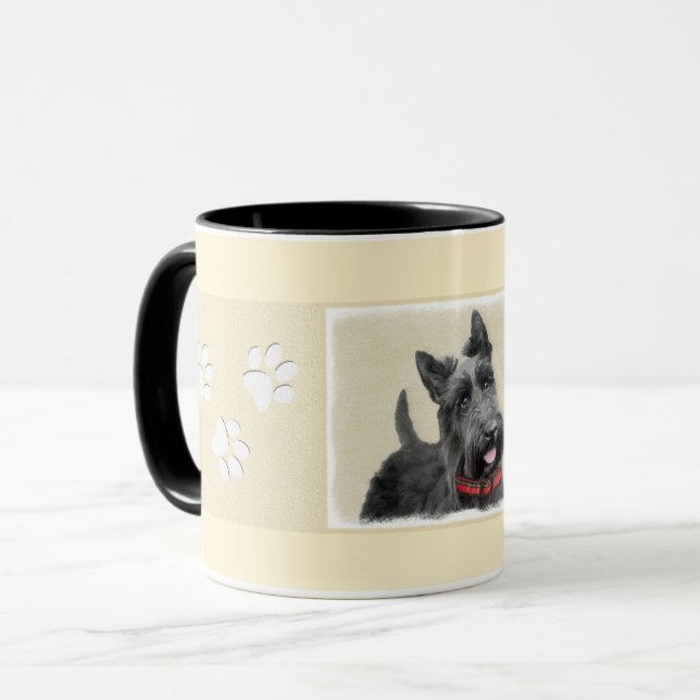 Scottish Terrier Painting - Cute Original Hund Art Mugg (Framsida vänster)