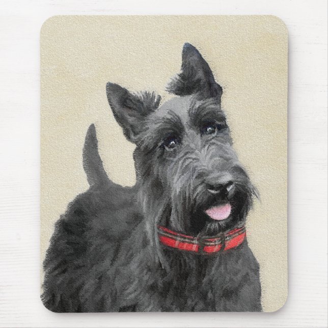 Scottish Terrier Painting - Cute Original Hund Art Musmatta (Framsidan)