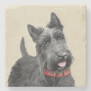 Scottish Terrier Painting - Cute Original Hund Art Stenunderlägg