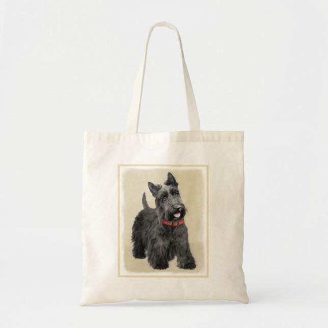 Scottish Terrier Painting - Cute Original Hund Art Tygkasse (Framsidan)