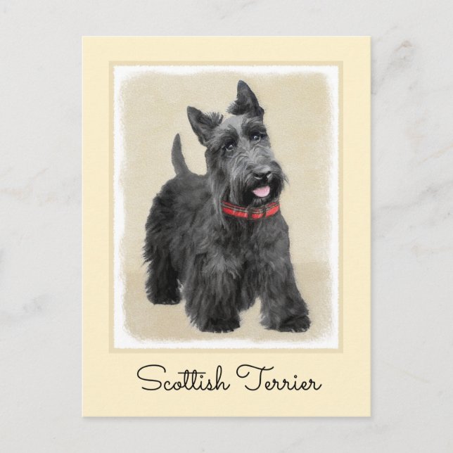 Scottish Terrier Painting - Cute Original Hund Art Vykort (Framsida)