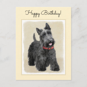 Scottish Terrier Painting - Cute Original Hund Art Vykort