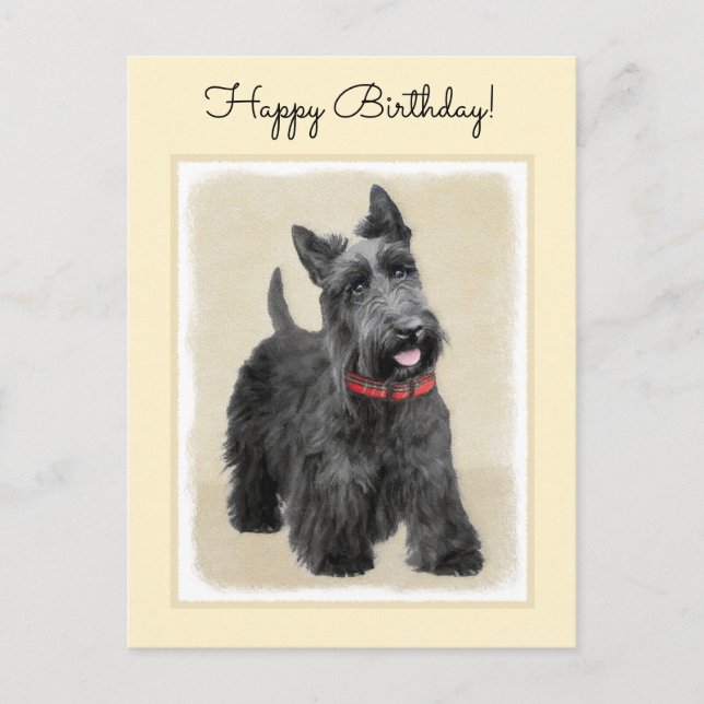 Scottish Terrier Painting - Cute Original Hund Art Vykort (Framsida)