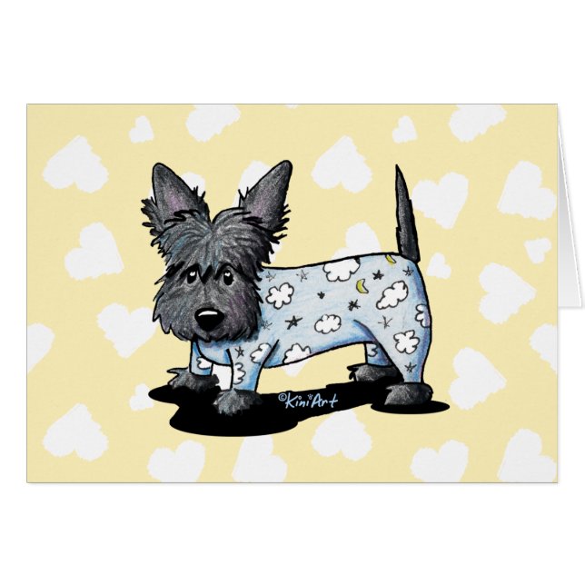Scottish Terrier Pajamas Hälsningskort (Framsidan Horizontal)