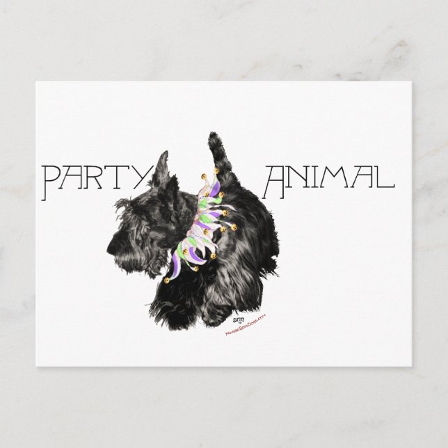 Scottish Terrier Party Animal Inbjudan Vykort (Framsida)