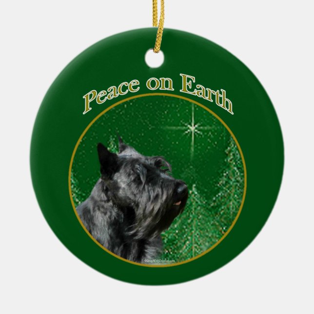 Scottish Terrier Peace Julgransprydnad Keramik (Framsidan)