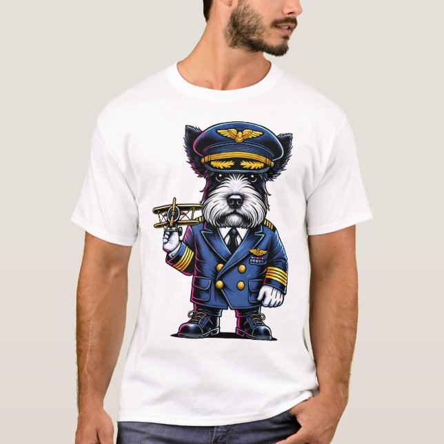 Scottish Terrier Pilot T Shirt (Framsida)