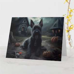 Scottish Terrier Pumpkins Halloween Scary Kort