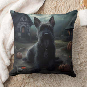 Scottish Terrier Pumpkins Halloween Scary Kudde