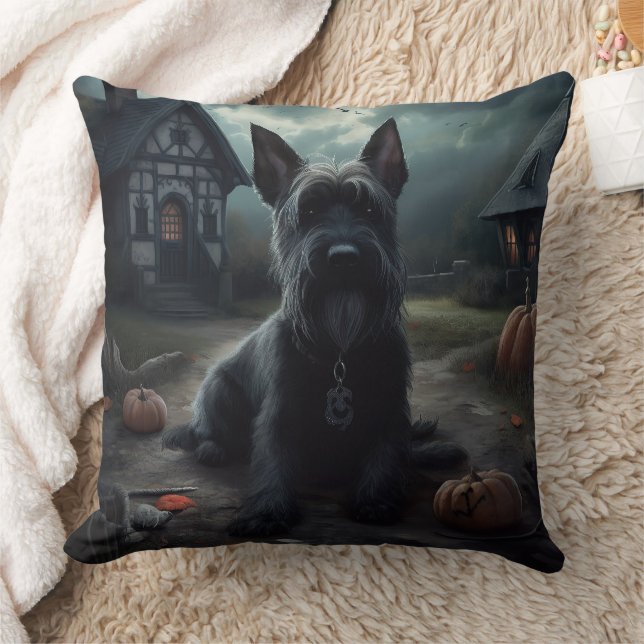 Scottish Terrier Pumpkins Halloween Scary Kudde (Filt)