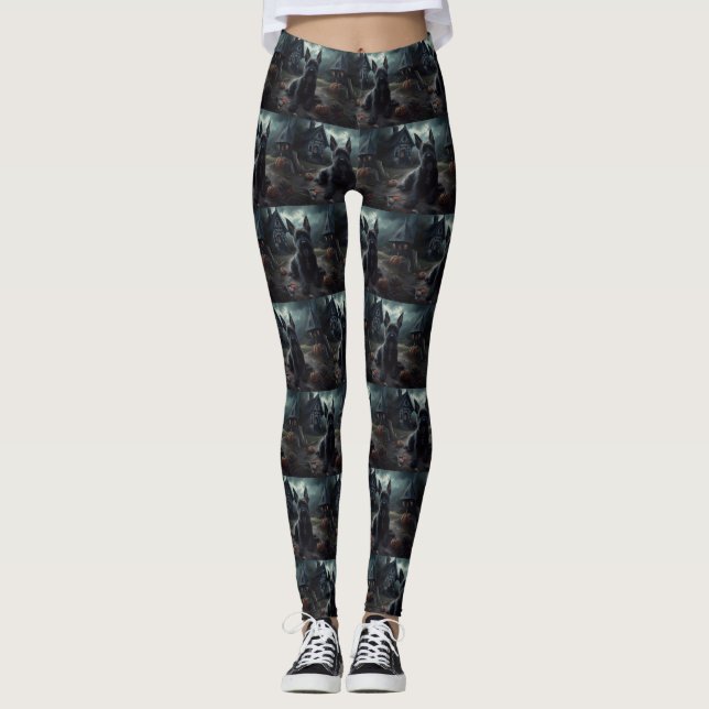 Scottish Terrier Pumpkins Halloween Scary Leggings (Framsida)