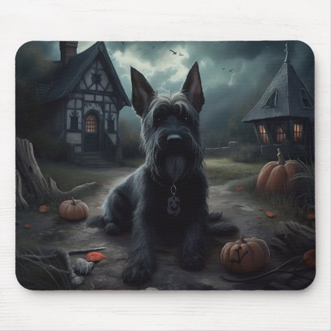 Scottish Terrier Pumpkins Halloween Scary Musmatta (Framsidan)