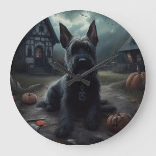 Scottish Terrier Pumpkins Halloween Scary Stor Klocka