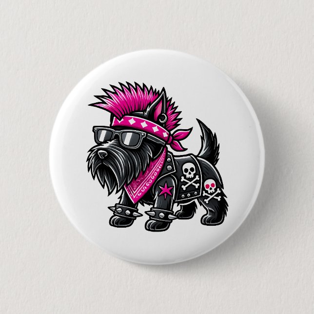 Scottish Terrier Punk Music Knapp (Framsida)