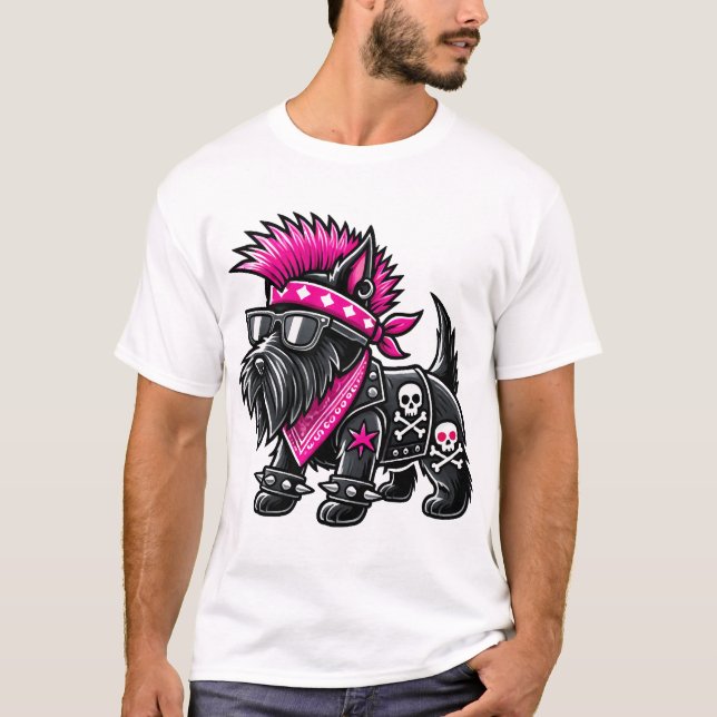 Scottish Terrier Punk Music T Shirt (Framsida)